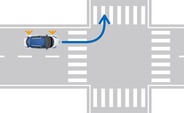 ▲信号や車両サイドの状況をセンサーが把握することで、交差点での信号停止や左折も自動運転のままこなせる