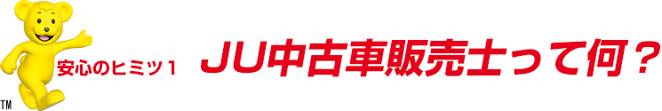 安心のヒミツ１ JUの中古車販売士って何？